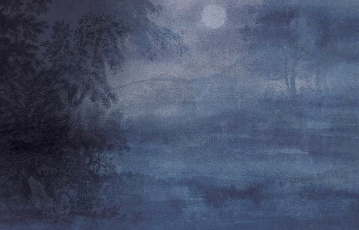 Le panneau Sous Bois présente l’orée d’une forêt éclairée par la douce lumière de la Lune.