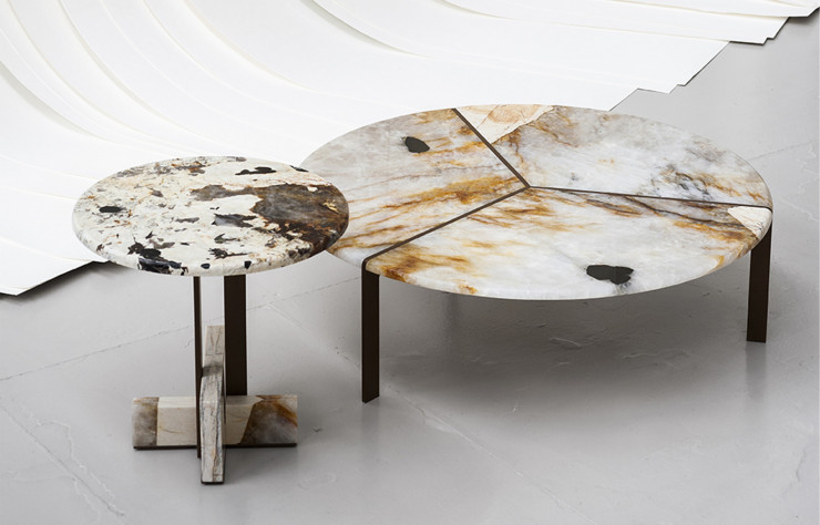 Tables Joaquim en marbre recyclé de Giorgio Bonaguro (Tacchini).