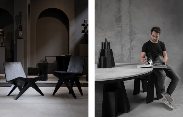 Arno Declercq fait partie des jeunes designers dont les créations se glissent dans le catalogue Yourse.co. A gauche, Men Easy Ottoman et à droite, table de la collection Zoumey.