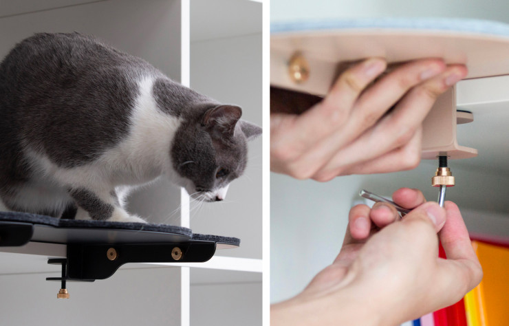 Le système breveté de Catssup permet de créer des terrains de jeux très facilement pour son chat.