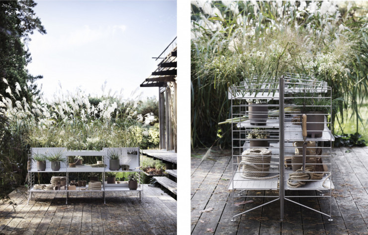 Plus qu’un rangement, une micro-architecture métallique qui apporte une touche de minimalisme scandinave aussi bien aux terrasses en bois qu’aux extérieurs en pierre.
