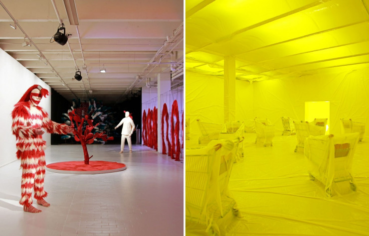 A gauche : « Totomoxtle » de Fernando Laposse. A droite : « Ballon Jaune » de Penique Production.