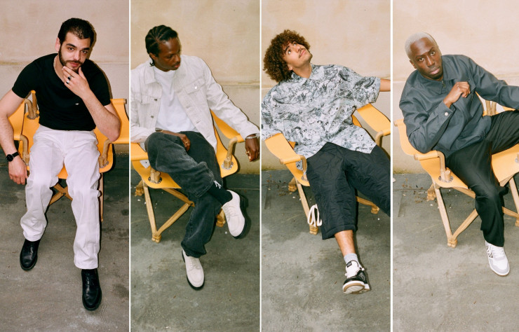 De gauche à droite : Sammy, Teddy, Zakari, Abdoulaye sur le fauteuil Curry Mango.