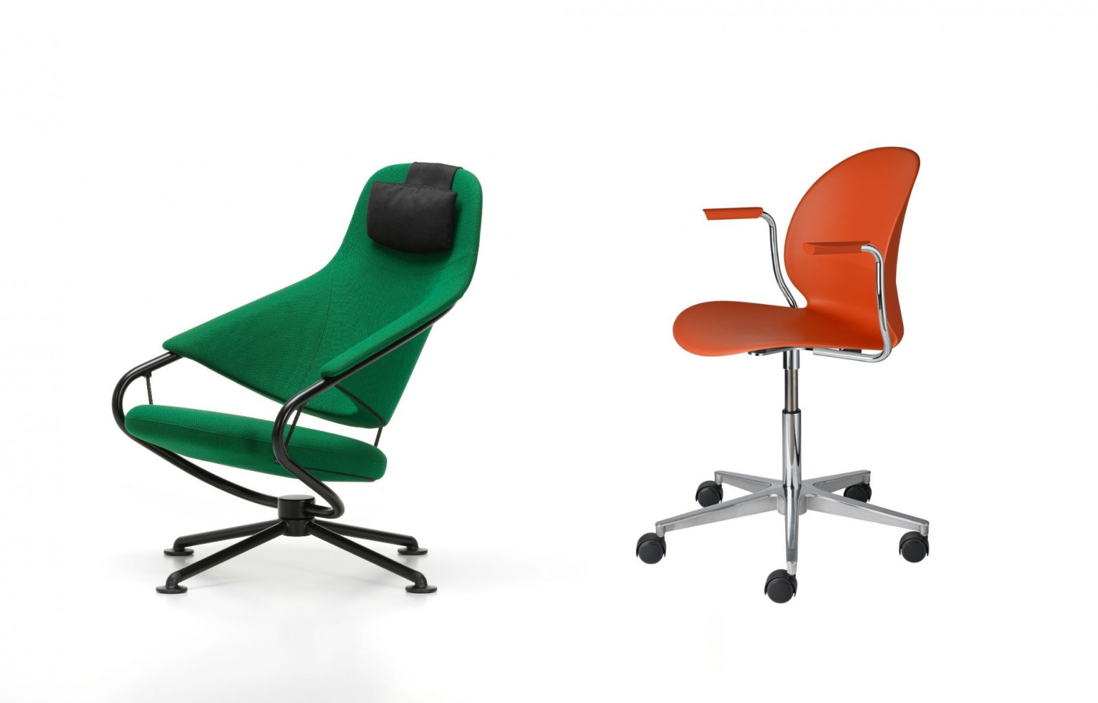 A gauche : Fauteuil Citizen Highback en acier et revêtu de laine, design Konstantin Grcic, à partir...