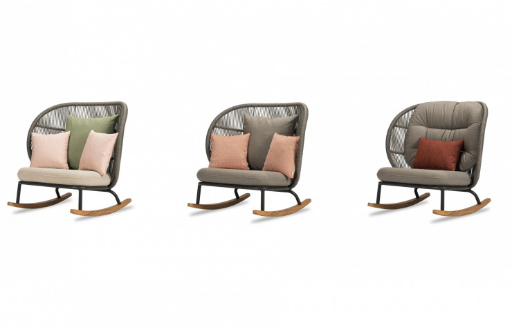 Inspirés par les nombreuses possibilités de mélanger différents matériaux dans des designs uniques, le studio Segers a créé la collection Kodo dont la Rocking chair.