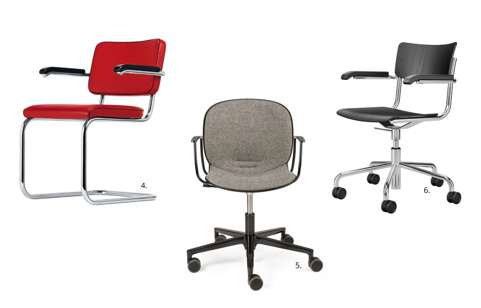 4. « Chaise S64N » en acier tubulaire et en cuir, design Marcel Breuer, 1356€. Thonet chez...