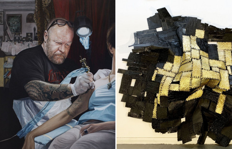 A gauche : Thomas Levy-Lasne, Galerie Les filles du calvaire. A droite : Vas, vis et reviens – Clay Apenouvon à la Galerie Véronique Rieffel.