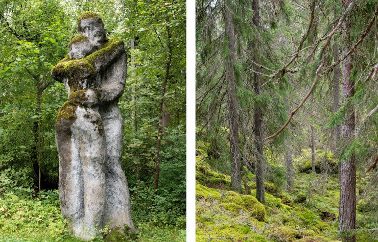 Les sculptures d’Olavi ne font qu’une au coeur de la nature.