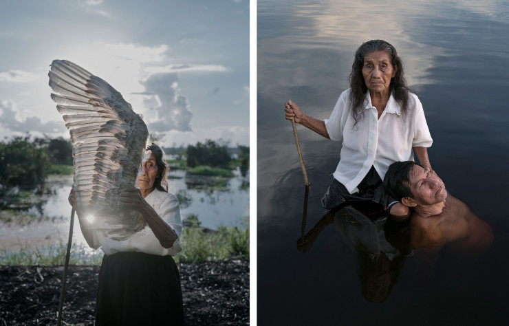 Photos de la série « Aya », réalisée par Yann Gross en collaboration avec l’artiste espagnole Arguiñe Escandón. Une immersion dans la forêt amazonienne à travers l’expérience de rituels.