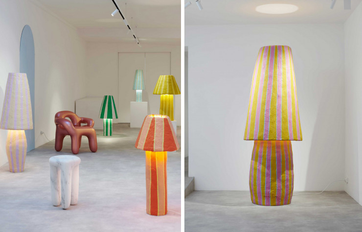 Lampes de Léa Mestres, à découvrir à la galerie Scène Ouverte à Paris jusqu’au 22 janvier 2022.
