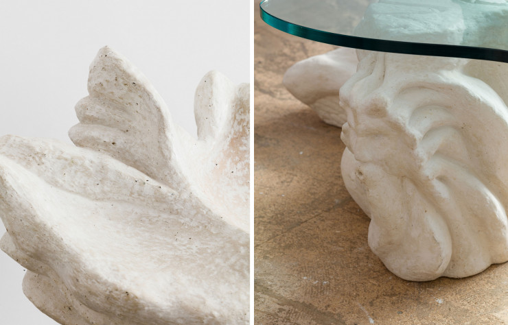 Ce pied de table sculpté dans la roche montre le savoir-faire et la passion d’Emmanuelle Luciani pour l’art gothique.
