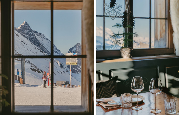 L’intérieur du restaurant Le Panoramic avec sa vue sur le glacier de la Grande Motte.