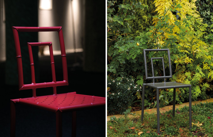 Outre la chaise, la collection « Siam » (Edmond & Fils), s’enrichit d’un canapé, d’une table basse, d’un fauteuil et d’une table.