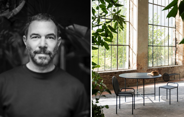 José Lévy a imaginé chaque meuble du salon de jardin « Fontainebleau » pour Serax comme autant de petites compositions architecturales.