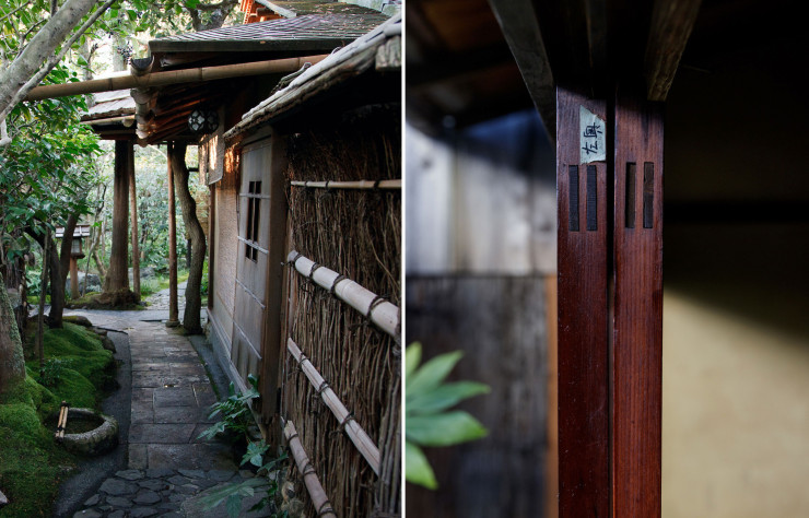 À gauche, Hyotei abrite aujourd’hui un ryotei, un restaurant haut de gamme. / À droite, les machiya font actuellement l’objet de restaurations.