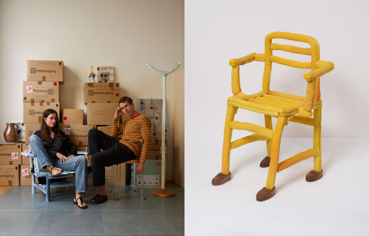 Lou Stoppard et James Shaw exposaient du mobilier à la galerie Seeds lors du London Design Festival 2022