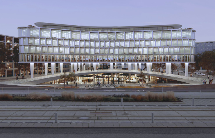 À Aarhus, au Danemark, The Hinge est un immeuble de bureaux conçu dans une démarche durable. Son achèvement est prévu en 2026.