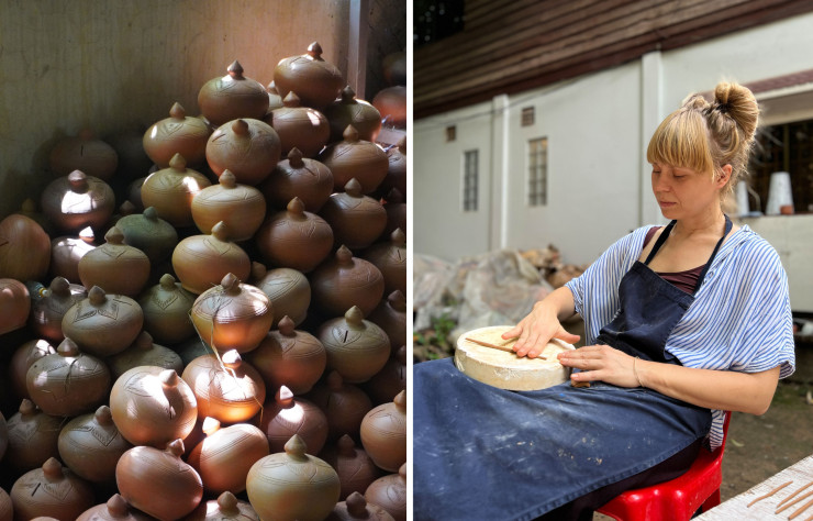 Dans le village de poteries, Alicja Patanowska se familiarise avec la terre locale.