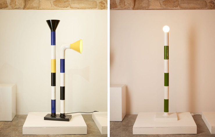 A gauche, luminaire Milano, à droite, luminaire Brooklyn en céramique par Adélie Ducasse