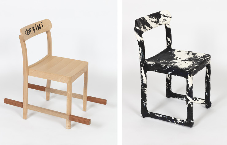 A gauche : la chaise de Philippe Starck. A droite : celle de GGSV.