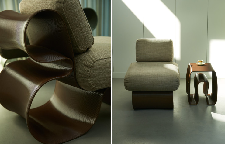 Les élégantes courbes de la Eel Lounge Chair imaginée par Ekbacken Studios sont imprimées en 3D à partir de filets de pêche recyclés. Le reflet même du design scandinave.
