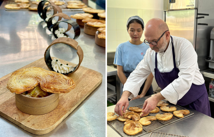 Marc Bretillot a organisé un atelier à l’école Le Bayon dans lequel il a enseigné la confection des arlettes, des tuiles en pâte feuilletée.