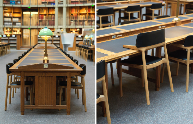 Dans le cadre majestueux de la salle Ovale, totalement rénovée, à la Bibliothèque nationale de France (BnF), une nouvelle chaise opère un trait d’union naturel entre hier et aujourd’hui.