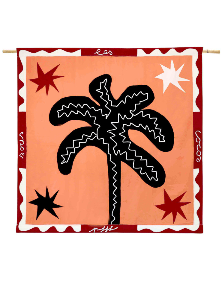 Drapeau Flag sous les Cocos. Coton, 130 x 130 cm