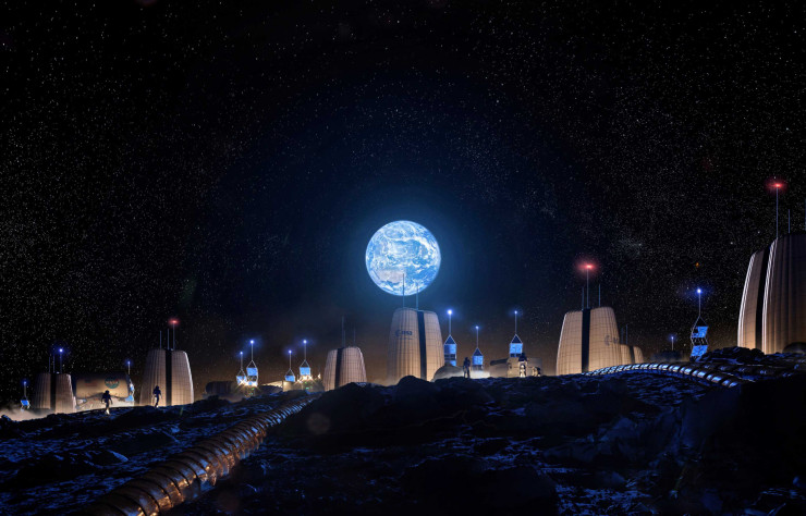 Moon Village, un projet de nacelles gonflables à installer sur la lune, par le bureau Skidmore, Owings et Merrill (2019)