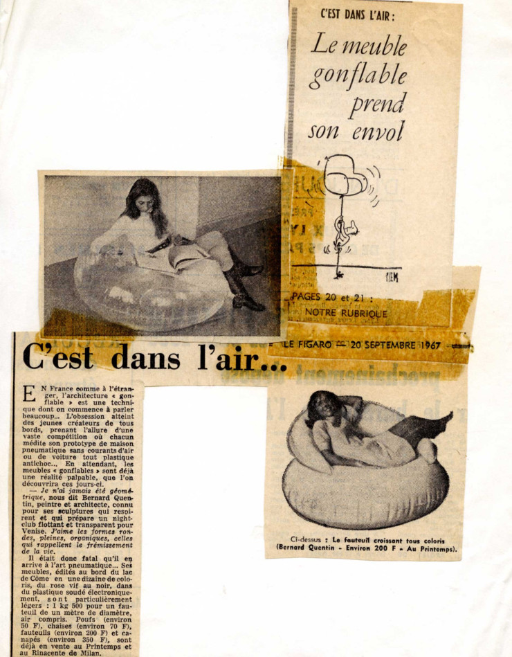 Article paru dans les années 60 sur le mobilier gonflable