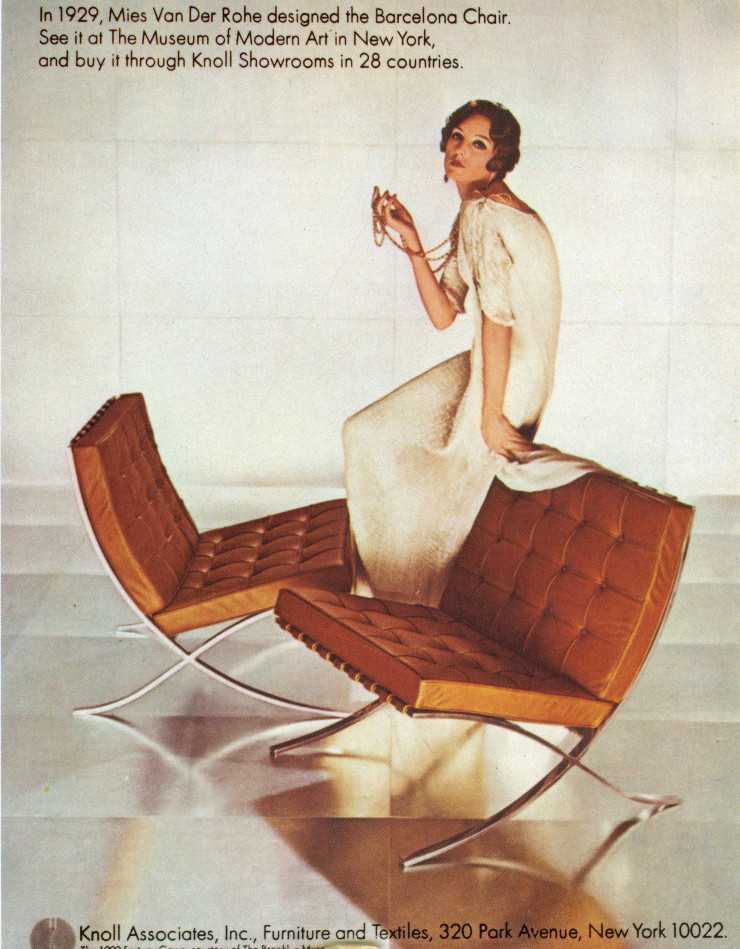 Publicité des fauteuils Barcelona de Ludwig Mies van der Rohe