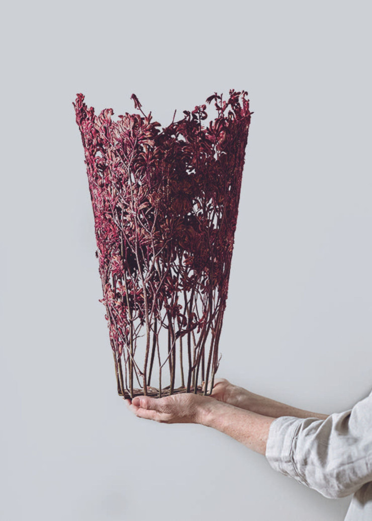 Sculpture florale Ruby, en pattes de kangourou, une plante originaire d’Australie, de Shannon Clegg.