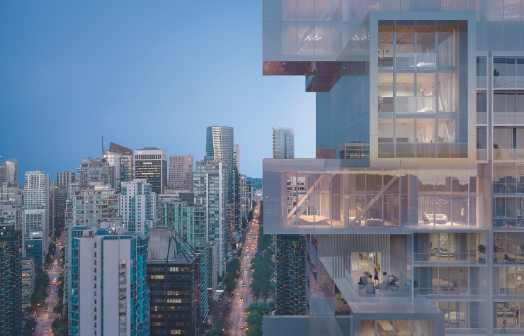 À West End, l’architecte allemand Ole Scheeren va construire Fifteen Fifteen, soit 42 étages (190 logements) : il s’agit de volumes vitrés comme des parallélépipèdes superposés, certains en porte-à-faux, prolongeant les espaces intérieurs et jouant avec les axes verticaux et horizontaux.