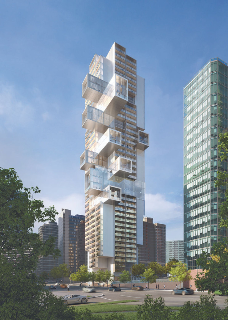 À West End, l’architecte allemand Ole Scheeren va construire Fifteen Fifteen, soit 42 étages (190 logements) : il s’agit de volumes vitrés comme des parallélépipèdes superposés, certains en porte-à-faux, prolongeant les espaces intérieurs et jouant avec les axes verticaux et horizontaux.