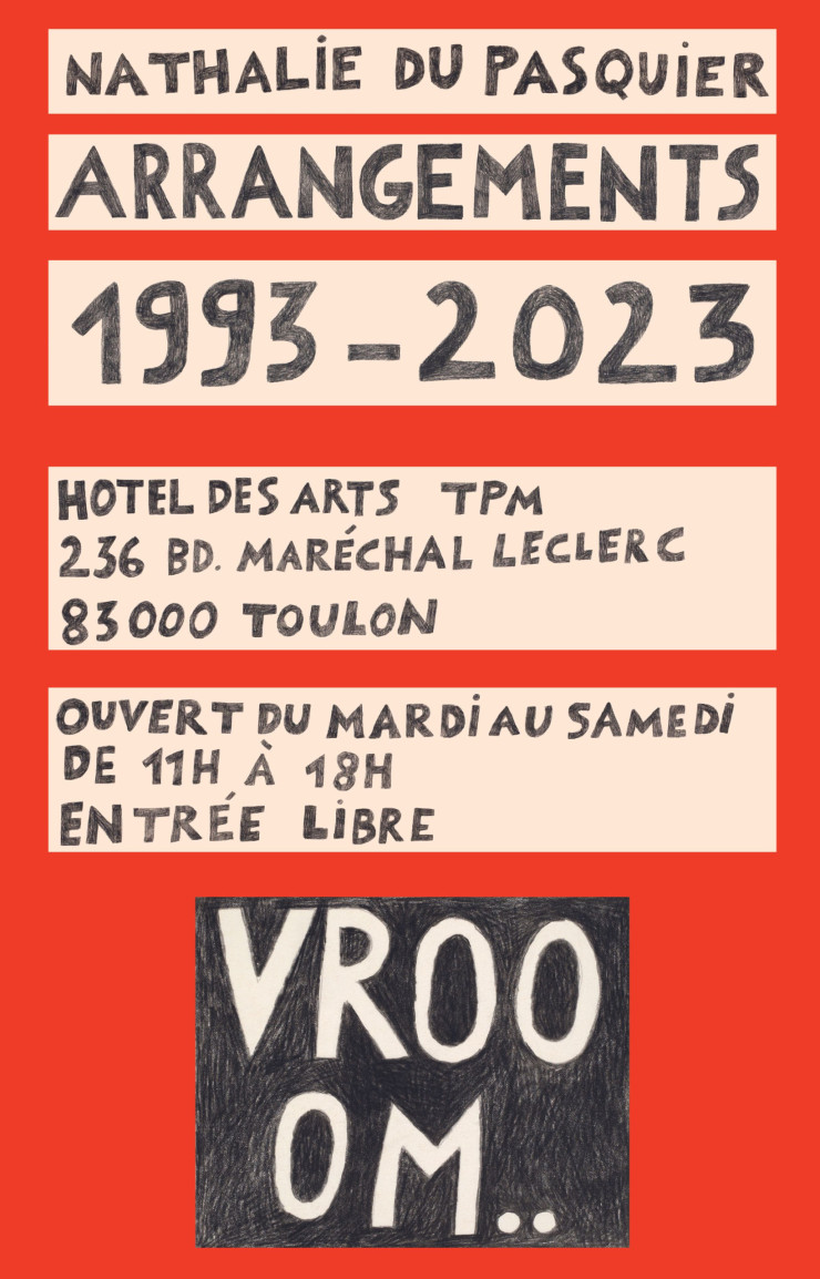 Affiche de l’exposition “Arrangements 1993-2023” de Nathalie Du Pasquier, jusqu’au 27 avril 2024 à l’Hôtel des Arts de Toulon.