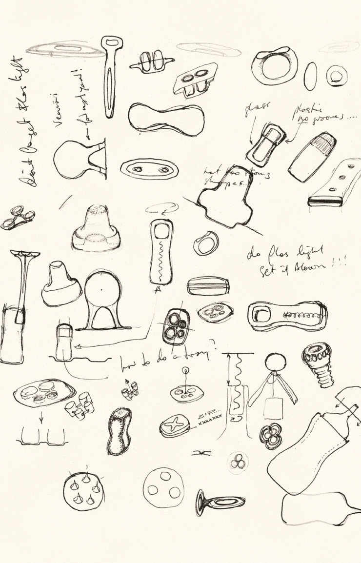 Dessins d’études d’objets du décapsuleur Stavros, 1997. © Marc Newson