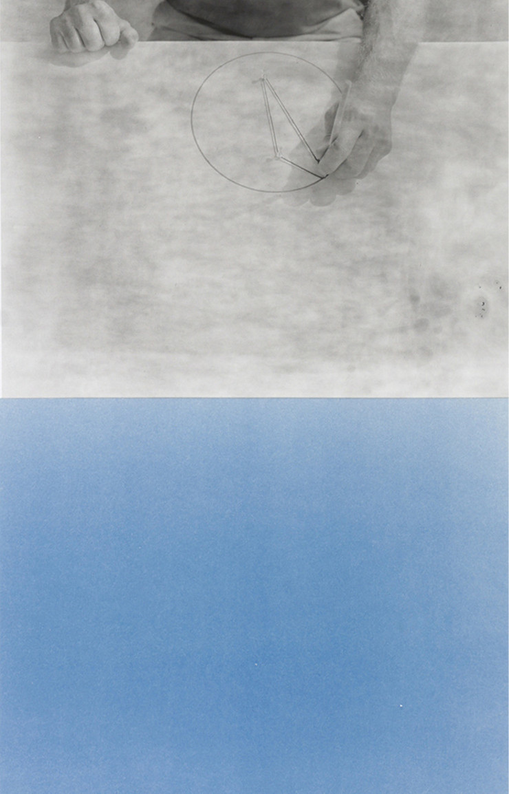 Cyanomètre #3, 2017, Laurent Millet. Prise de vue à la chambre 20 x 25 sur négatif papier cyanotype et impression numérique encadrement blanc sous verre tirage unique dans une édition de 7 (+1EA) – 70 x 40 cm.