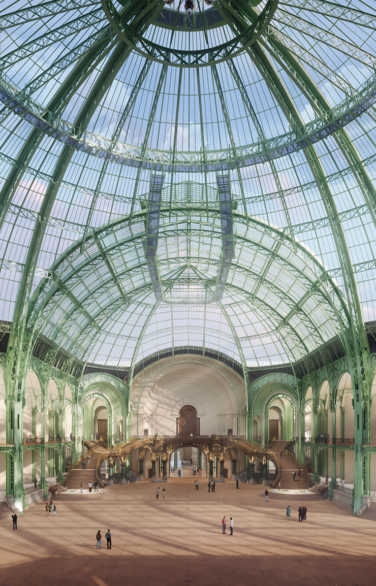 Projection 3D de la Nef © Chatillon Architectes pour le Grand Palais Rmn, 2023.