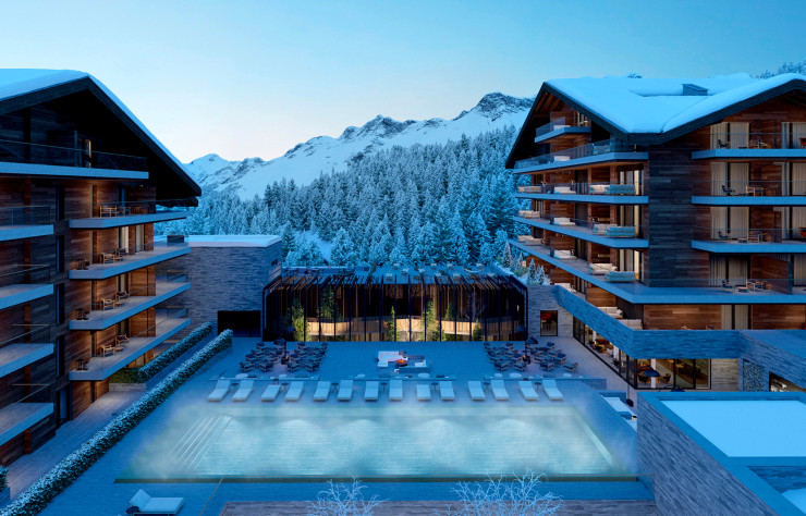 La piscine sur le toit du Six Senses Crans Montana.