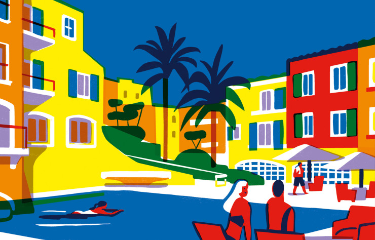 Les habitués auront reconnu le bord de piscine du Byblos, mythique, immortalisé par Virginie Morgand pour illustrer le nouveau City Guide Resort Saint-Tropez de Louis Vuitton.