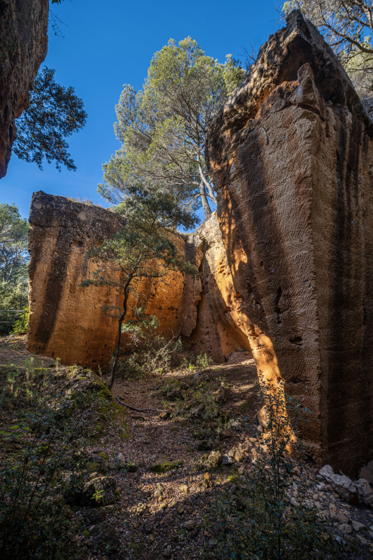 Les carrières de Bibémus sur les hauteurs d’Aix sont désormais à l’abandon. Constituées de grès calcaire, elles ont servi à construire la ville et ont inspiré Paul Cézanne, qui les arpentait régulièrement, son chevalet à la main. Elles se visitent aujourd’hui sur rendez-vous.