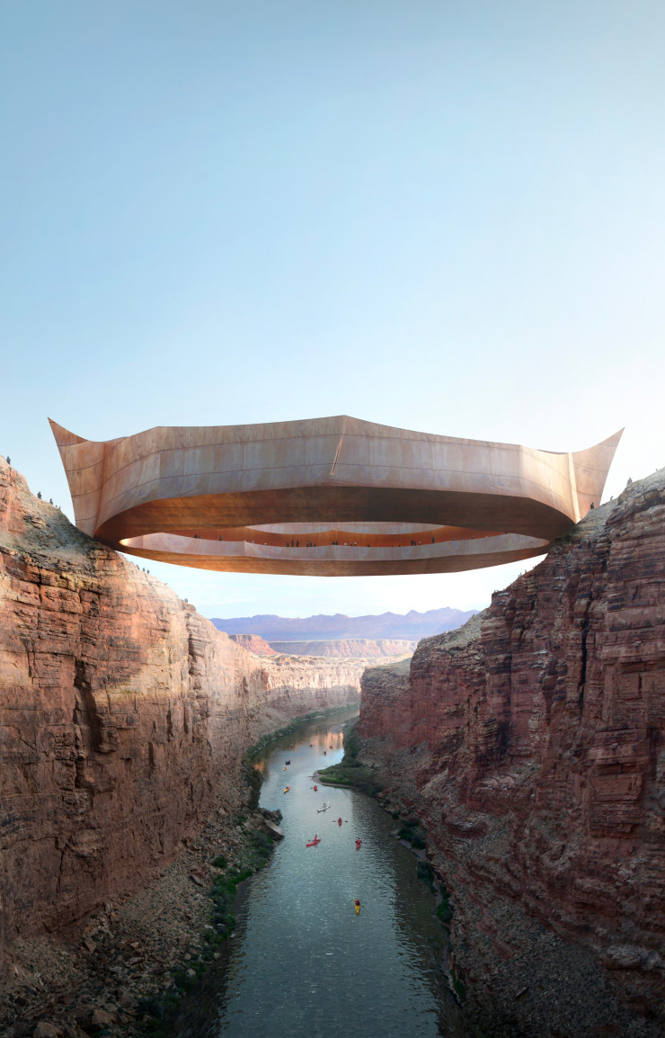 Présentés lors du Fuorisalone 2019, à Milan, les Earth Stations Interactors sont une série de bâtiments virtuels qui regroupent des activités aussi diverses que des studios de télévision (Moat Station) ou des pavillons d’exposition (Floating Souk Station). Ici, des bibliothèques (Crown Station).