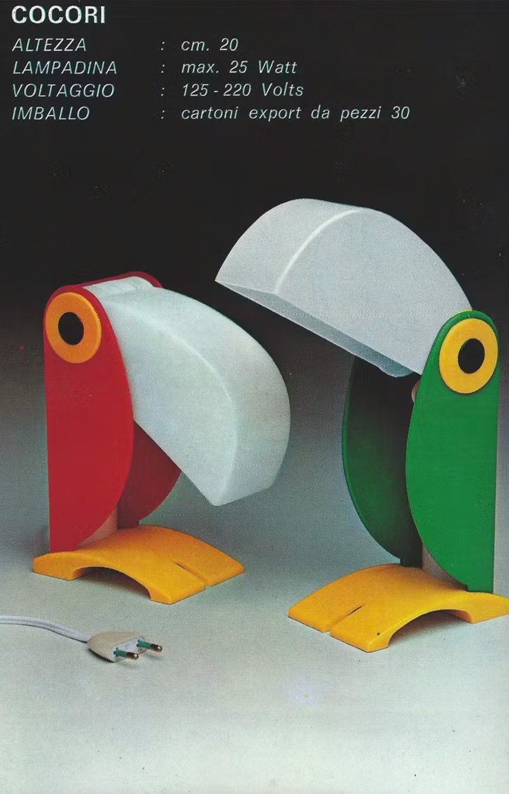 Les lampes Tucano d’OTF ont été rebaptisées « Cocorì » après le changement de nom de l’entreprise en Linea Zero. Si elles connaissent aujourd’hui regain d’intérêt auprès des collectionneurs, dans le milieu des années 70 son succès a néanmoins commencé à faiblir. 