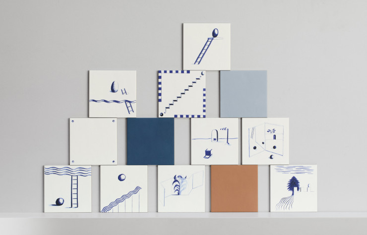 Les mises en scène des dix carreaux Isola viennent casser le rythme très géométrique de la gamme.