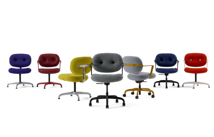 En version chaise ou fauteuil, avec une mousse d’assise plus confortable et une amplitude d’inclinaison élargie, le siège Morrison Hannah est désormais disponible en sept tissus différents et en cinq couleurs de piétements, avec ou sans roulettes.
